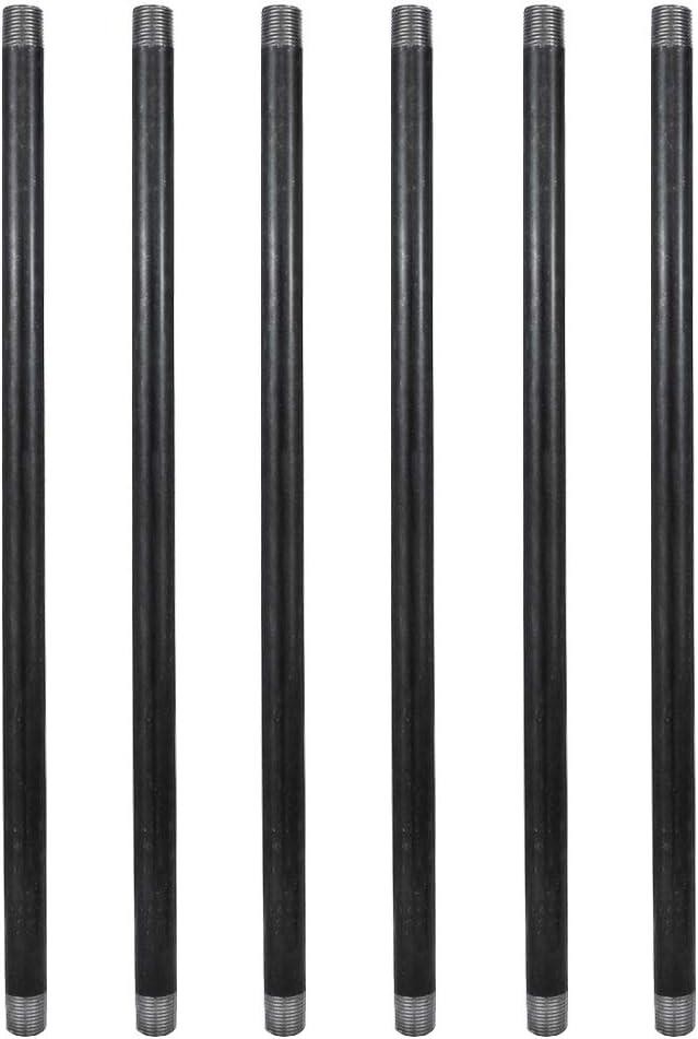 GeilSpace 6 Pack 1/2" 36" Heavy Duty Pre-Cut Grey Metal Pipe, Industrial Steel Fits Standard Half Inch Threaded Pipes and Fittings - Vintage DIY Industrial Shelving (1/2" 36", Grey)