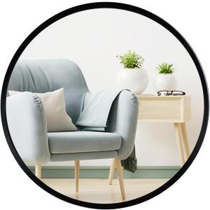 12-inch Aluminum Frame Modern Black Round Wall Mirror, Suitable for Decorative Small Metal Frame Round Mirrors in bathrooms, Living Rooms, entrances, and corridors(Black, 12x12)