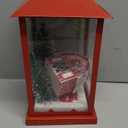 Scenic Lighted Christmas Lanterns, 11 Tall Square Red Lantern Battery Operated Built-in Timer with PS Panels
