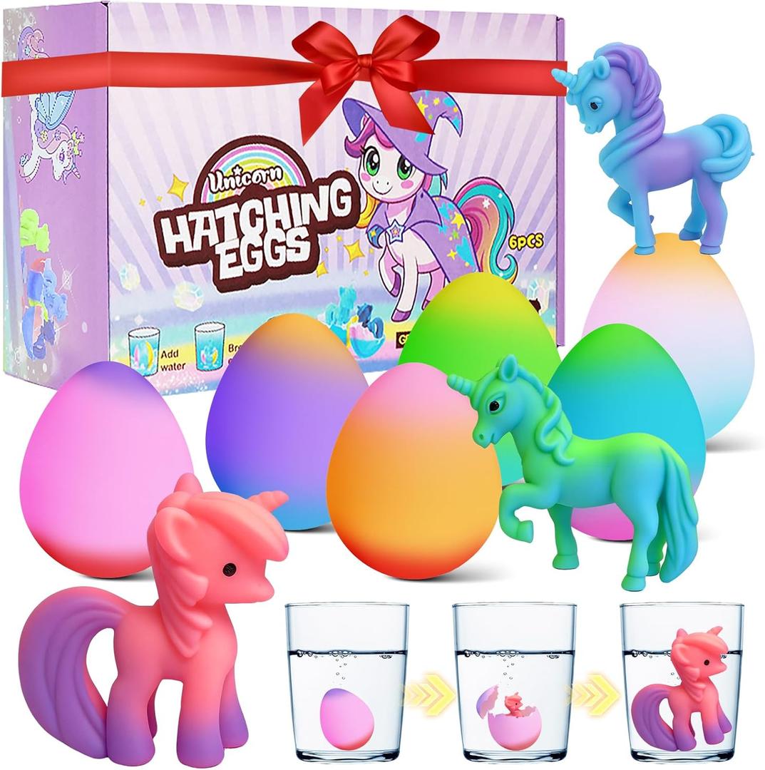 Unicorn Hatching Surprise Eggs for Kids - 6 Pack Easter Basket Stuffers, Easter Egg Toddler Birthday Gifts for Boys & Girls Age 3-8 Years Old