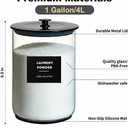 2 Pack 1 Gallon Glass Laundry Detergent Dispenser for Powder, 4L Large Laundry Pods Holder with Hygienic Plastic Lids & Metal Rim, Airtight Glass Canister Set with Scoops & Labels, Black