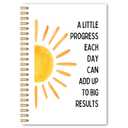 BEHIFL Boho Sun Inspirational Spiral Notebook, Motivational Journal for Women, a Little Progress Each Day Can Add up to Big Results Positive Affirmation Journal, 5.5x8.3 Inches