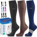 NEWZILL Medical Compression Socks for Women & Men, 20-30 mmHg Knee-High Support for Circulation, All-Day Comfort for Work Travel Running Cycling and Fitness (09-[3-pairs] Black/Blue/Brown)