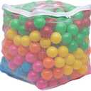 Amazon Basics BPA Free Ball Pit Balls with Storage Bag, Crush-Proof Plastic for Toddlers Kids 12+ Months Play, Phthalate Free, 6 Bright Colors, Pack of 400