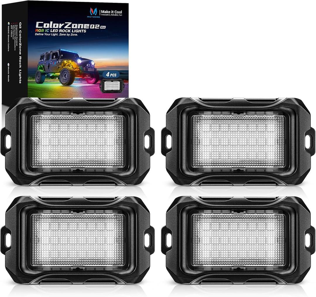 MICTUNING Q2 MAX RGB+IC Rock Lights - 4 Pods Light (Not inlcude Controller)