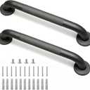 Shower Grab Bar, 2 Pack 16 Inch Gray Bathroom Grab Bar, 1.25" Diameter 304 Stainless Steel Anti-Slip Grab Bars for Bathtubs and Showers, Handicap Shower Grab Bar for Seniors Elderly