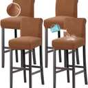 H.VERSAILTEX 100% Waterproof Bar Stool Cover Stretch Counter Stool Pub Chair Slipcover for Dining Room Removable Soft Thick Solid Fleece Fabric Bar Stool Slipcovers Set of 4, Camel