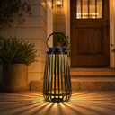 Solar Lantern Outdoor Hanging Light, Metal Decorative Lantern with Warm LED Light, Waterproof Solar Powered Lantern for Garden Patio Yard Pathway Decor