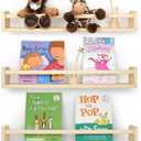 Nursery Book Shelves for Wall, 23.6 Inch Solid Wood Floating Nursery Bookshelf, Wooden Floating Shelves for Toys and Decor Storage, 23.6 Inch Set of 3 Natural Wood