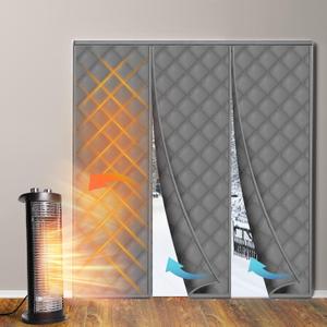 Reallnaive Magnetic Thermal Insulated Door Curtain Fit 72"x80" Door, Curtain Itself Size 74"x81", Thicken Made of Oxford and Cotton Insulated Cover for Winter Sliding, Patio, Grey, Minimalism (Gray)