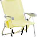VINGLI Aluminum Backpack Beach Chair for Adults, Portable Lightweight Reclining Beach Chair with Headrest & Side Pocket, Lay Flat Beach Chair with 5 Positions for Outdoor Lawn/Fishing/Pool Lounge