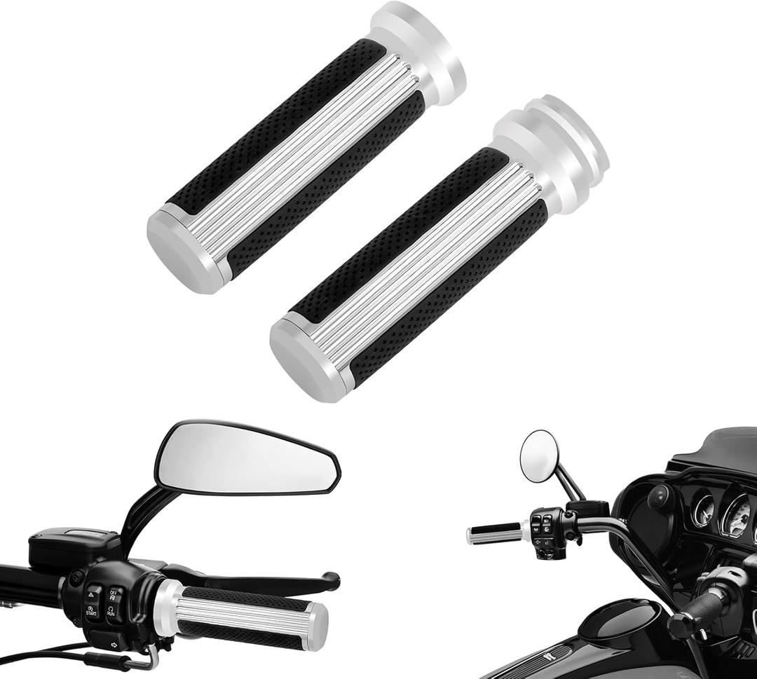 Motorcycle Electronic Throttle Control Handlebar Grips for 1" / 25mm Handle Bars Fit for Harley Touring, Road King, Street Glide, Electra Glide, Dyna, Softail - Chrome