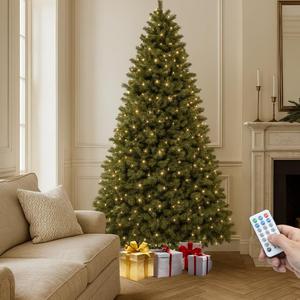 YITAHOME Prelit Christmas Tree 7.5ft with Remote, Green Spruce Christmas Tree for Home, Office, Party Decoration with 1346 Branch Tips and 550 Lights Green