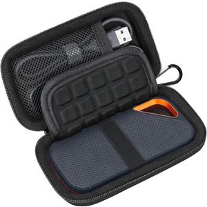 Lacdo Hard Carrying Case for SanDisk Extreme Pro/SanDisk Extreme Portable External SSD 500GB 1TB 2TB 4TB 8TB USB-C Solid State Drive EVA Shockproof Protective Storage Travel Bag, Black+Black