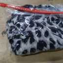 OYOANGLE Women's Leopard Print Strap Bib Overalls Sleeveless Straight Leg Long Jumpsuits with Pocket (Large, Grey)