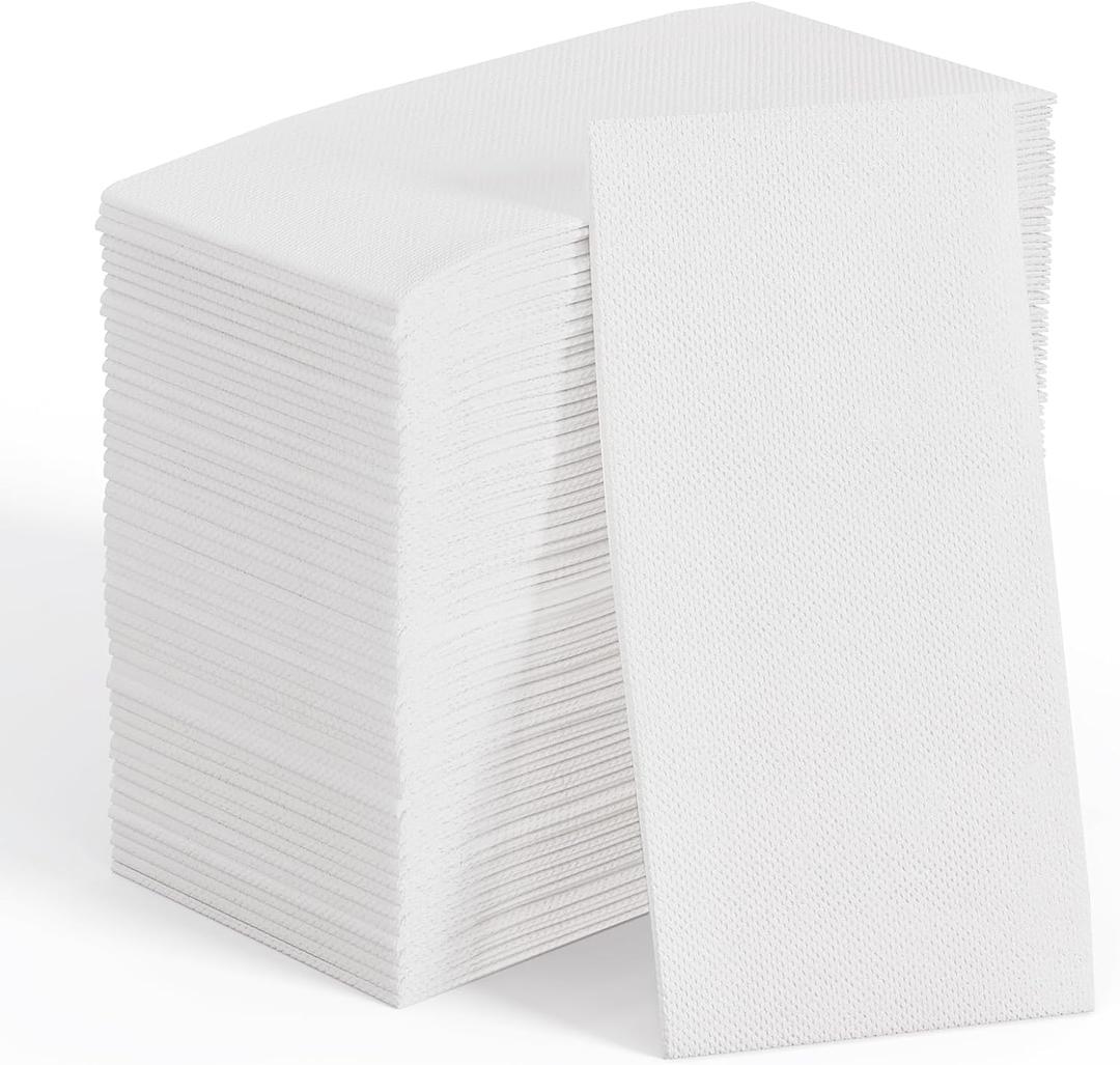 JOLLY CHEF 200 Pack Disposable Paper Napkins, Soft Bathroom Napkins for Guests, 2-Ply White Paper Hand Towels for Halloween, Wedding, Thanksgiving JOLLY CHEF 200 Pack Disposable Paper Napkins, Soft Bathroom Napkins for Guests, 2-Ply White Paper Hand Towels for Halloween, Wedding, Thanksgiving