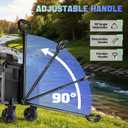 360LBS Collapsible Wagon Cart with Wheels - Heavy Duty Folding Wagon Carts for Grocery, Lightweight Utility Wagon with All-Terrain Wheels & 2 Cup Holders, Portable Beach Wagon for Shopping Garden