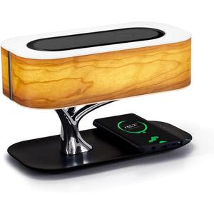 AMPULLA Masdio by Ampulla Bedside Lamp with Bluetooth Speaker and Wireless Charger, Table Lamp Desk Lamp with Sleep Mode Stepless Dimming (Light of Tree(Plus))
