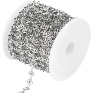 UMAOKANG 16.4 Feet Silver Stainless Steel Jewelry Chain Link Evil Eye Cable Necklace Chains Bulk with Spool for Women Jewelry Making DIY Bracelets Accessories