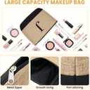 BAGAIL Initial Tote Bag with Makeup Bag, Personalized Gifts for Woman, Monogrammed Beach Bag for Friends, Mom, Teachers(Jute Brown, J)