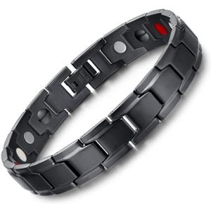 Ultra Strength Magnetic Bracelet - 3,500 Gauss Per Magnet -Magnetic Bracelets for Men Woman - Adjustable Length -Pulseras Magneticas (Black)