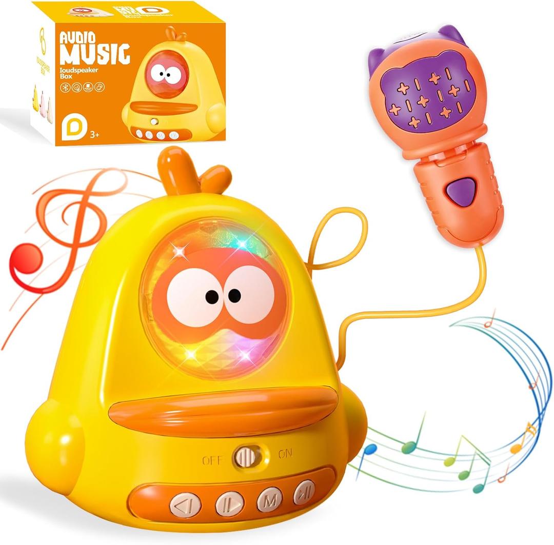 Easter Basket Stuffers for Kids, Easter Toys Mini Karaoke Machine Chick Gifts for Kids 3+, LED Portable Bluetooth Speaker with a Microphone for Toddlers Boys Girls