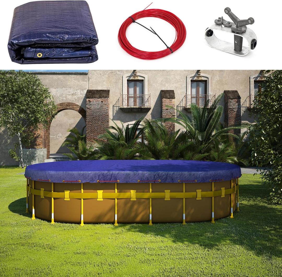 AMGO 15' x 30' Oval Blue Winter Swimming Pool Cover Tarp Tarpco Safety Extra Heavy Duty, Waterproof, UV Resistant (Cover Size: 19'x34/ 4 ft .Overlap) - (We Customize Size)