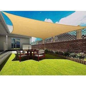 COCONUT Square Sun Shade Sail Canopy, 16' x 16' Patio Shade Cloth Outdoor Cover - Sunshade Fabric Awning Shelter for Pergola Backyard Garden Carport, Sand