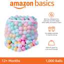 Amazon Basics BPA-Free Ball Pit Balls with Storage Bag, Crush-Proof Plastic for Toddlers Kids 12+ Months Play, 6 Pastel Colors, 1000 Count