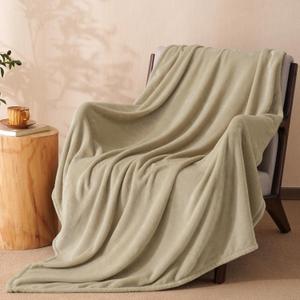 PHF Ultra Soft Fleece Throw Blanket, No Shed No Pilling Luxury Plush Cozy 300GSM Lightweight Blanket for Bed, Couch, Chair, Sofa Suitable for All Season, 50" x 60", Khaki