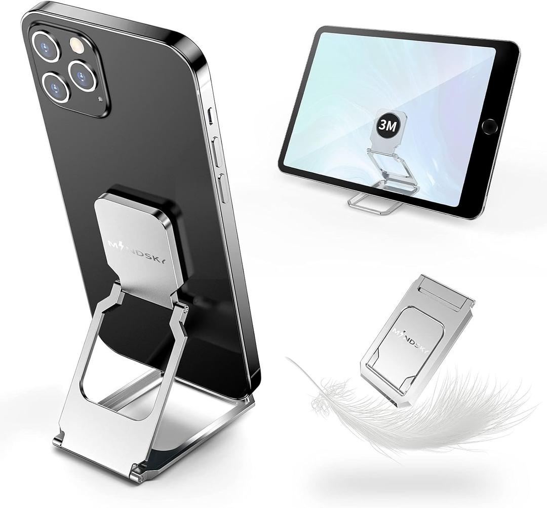 Phone Ring Holder Finger Kickstand 360Rotation Cellphone Back Grip Foldable Cell Phone Stand for Desk Compatible with iPhone iPad Smartphones Tablets (Aluminum Alloy Silver)