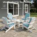 Adirondack Chair Cushions Set of 4 - Removable Covers, Water-Repellent & Fade-Resistant Faux Linen, Securing Straps, Non-Slip Bottom, Fit for Most Outdoor Adirondack & Rocking Chairs - Teal