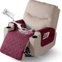VANSOFY Recliner Chair Covers 100% Waterproof Seat Cover with Arm Reclining Cover Non-Slip Recliner Chair Covers Furniture Protector Washable Slipcover with Pocket for Pets, Dogs(Burgundy, 22")