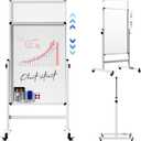 Mobile Dry Erase Board on Wheels, 48 x 28 Magnetic Double Sided Whiteboard Easel, Large Reversible Rolling White Board with Aluminum Frame Standing for Office, Home, Classroom