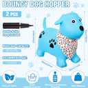 2 Pack Bouncy Animal Dog Hopper Inflatable Bouncing Horse Hopper Toys Jumping Ride on Hopping Bounce with Pump Rubber Bouncing Animal Gift for Boys Girls(Light Blue, Yellow,Lovely Style)