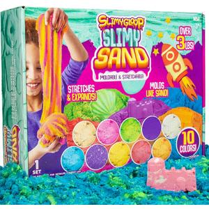 SLIMYGLOOP SLIMYSAND Value Pack by Horizon Group USA, Includes Over 3 lbs. of Stretchable, Expandable, Moldable, Non-Stick Slimy Play Sand in Resealable Bags, 10