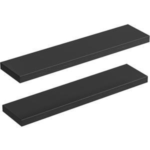 HOOBRO Floating Shelves for Wall, Wall Mounted Shelf Set of 2, 39.4" Hanging Shelf with Invisible Brackets, for Wall Decor Storage in Bathroom Bedroom Kitchen Living Room Office, Black BK100BJP201