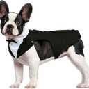 Kuoser Dog Tuxedo Dog Suit and Bandana Set, Dogs Tuxedo Wedding Party Suit, Doggy Prince Bow Tie Shirt Formal Pet Wedding Attire for Small Medium and Large Dogs Golden Retriever Samo Bulldogs (Small (Pack of 1), Black)