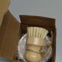 SUBEKYU Bamboo Dish Scrub Brush for Kitchen Sink, Natural Wooden Washing Dish Brush Scrubber with Sisal Bristles for Household Cleaning, Cast Iron Pots, Pans and Vegetables