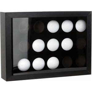 Golf Balls Display Case with EVA Foam Protection, Wall Mount & Desktop Golf Ball Holder Display Case Shadow Box Hold up 15 for Collector, 12.3 x 8.86 x 2.56 Inch