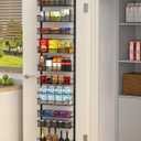 Over the Door Pantry Organizer, 10-Tier Over the Door Organizer with Adjustable Basket, Door Organization for Pantry Kitchen Storage Room Spice Rack, Black