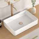 KES Bathroom Vessel Sink 20 Inch Above Counter Rectangular White Ceramic Countertop Sink for Cabinet Lavatory Vanity, BVS123S50