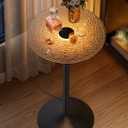 VASAGLE Round Bar Table, 41.3 Inches Tall Cocktail Pub Table with Multi-Colored Lights and Glass Top, Large Steel Base, for Kitchen, Bistro, Parties, Cloud White and Ink Black