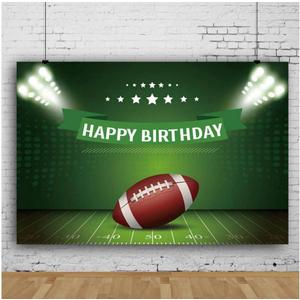ssailue decor Football Party Decorations, 5x3 ft Vinyl Banner with Football Theme for Birthday Parties, Green