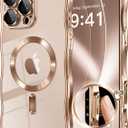 GVIEWIN for iPhone 16 Pro Max Case Compatible with MagSafe, Upgraded [Full Camera Protection][Cute Wave Frame][Military Grade Protection] Electroplated Soft Phone Cover for Women Girl, Clear/Rose Gold