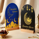 Geelin Ramadan Kareem Iftar Decorations Suhoor and Iftar Duas Sign for Home Eid Mubarak Table Decor Islamic Decoration Gift Eid Mubarak Acrylic Sign Islamic Tabletop for Desk Shelf Living Room