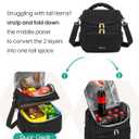 Lunch Bag Women, Double Deck Insulated Lunch Box - Large Capacity 12L with Detachable Divider for Tall Items, Leakproof, Durable & Reusable Cooler Bag For Work Picnic Travel, Quilted Black