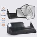 KUIPERAUTO Pair Black Power Heated Towing Mirrors Compatible for 1998-2001 Dodge Ram 1500/1998-2002 Dodge Ram 2500 3500 w/White DRL, Led Turn Light, Larger than standard