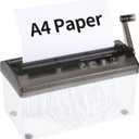 A4 Paper Manual Shredder - Black Portable Mini Paper Grinder Capacity 3L for A4 Files Documents Straight Cutting Tool Home Office Desktop Supplies WD23BK