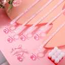Junkin 60 Pieces Baby Shower Pacifiers Necklace Acrylic Pacifiers Necklace Charm for Baby Shower Party Favors Decorations, Women Style(Pink, Gold)